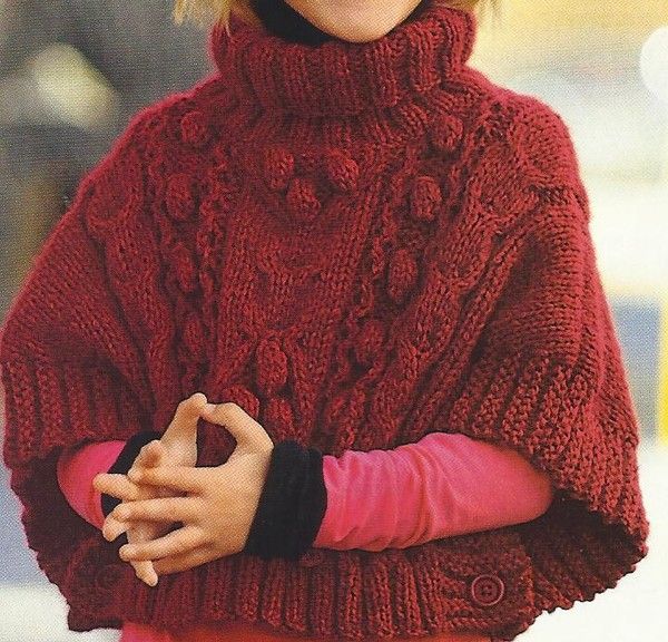 modele tricot gratuit poncho fille